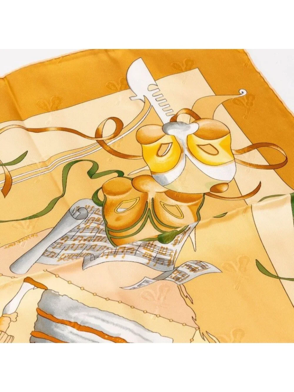 Hermes Carre 90 le Carnaval de Venise Scarf Beige Silk